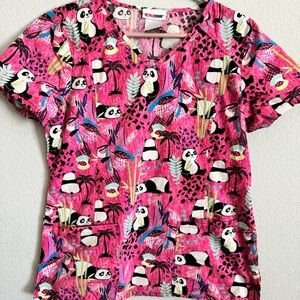 Scrub Star S pink panda scrub top
